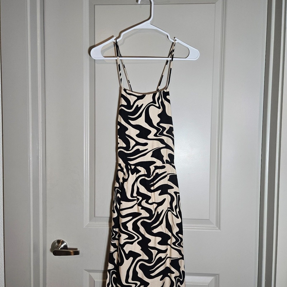 NWOT By Together Anthropologie Maxi Dress Small Abstract Print‎ Black Beige - Picture 2 of 14